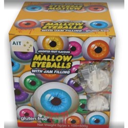 LOLLY MALLOW EYEBALLS I/W ASS FRUIT FLAVOURS(100 X 5GM)(8) # 11048 AIT