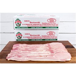 BACON LONG RINDLESS RASHERS 2.5KG (2) #087 BERTOCCHI