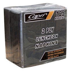 NAPKIN 2PLY BLACK LUNCH 1/4 FOLD 125S (16) # C-NL0128 CAPRI