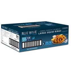 SQUID RINGS LARGE CRUNCHY CRUMBED PANKO IMP 4KG # 1010300768 BLUE WAVE