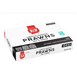 PRAWN TAIL ON SALT & PEPPER LIGHTLY DUSTED IMP (3 X 1KG) # 13933 I&J