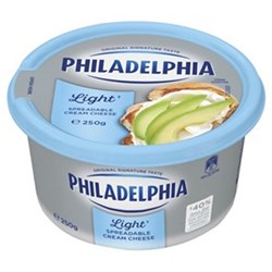 CHEESE SPREAD CREAM PHILLY LIGHT 250GM(12) # 871440 PHILADELPHIA