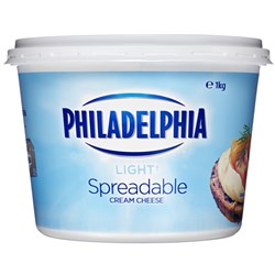 CHEESE CREAM PHILLY LIGHT TUB SPREADABLE 1KG(6) # 812384 PHILADELPHIA