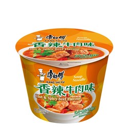 NOODLE BOWL HOT & SPICY BEEF (12 X 108GM) # EBHSBK KANG SHI FU