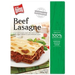 LASAGNE BEEF (8 X 260GM) # 71417 ON THE MENU