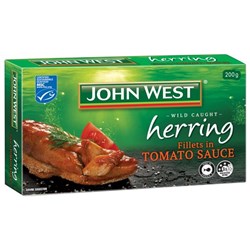 HERRING IN TOMATO SAUCE (9 X 200GM) #11589 JOHN WEST
