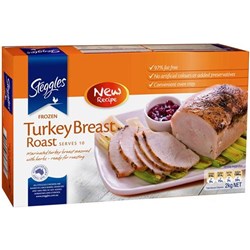 TURKEY ROASTED BREAST FILLET COOKED R/W APPROX 2.5-3KG # 69793 STEGGLES
