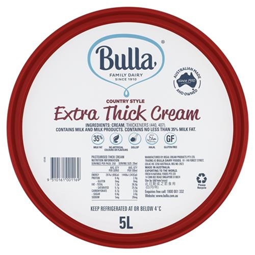 CREAM DOLLOP THICK BURGUNDY RED LID 5LT # 4045 BULLA