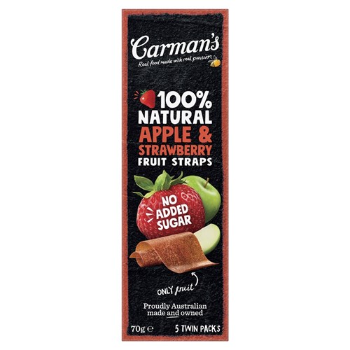 FRUIT STRAPS APPLE & S/BERRY (6 X 70GM)(6) # FS5AS CARMANS