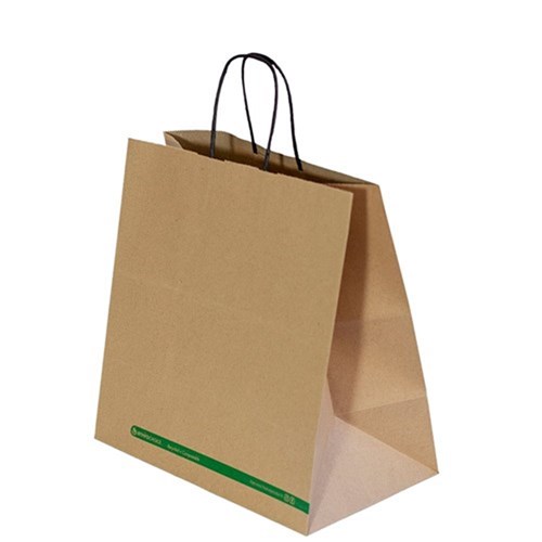 BAG CARRY FOOD DELIVERY TWIST HANDLE KRAFT(300 X 305MM) 250S # EC-SB3350 ENVIROCHOICE