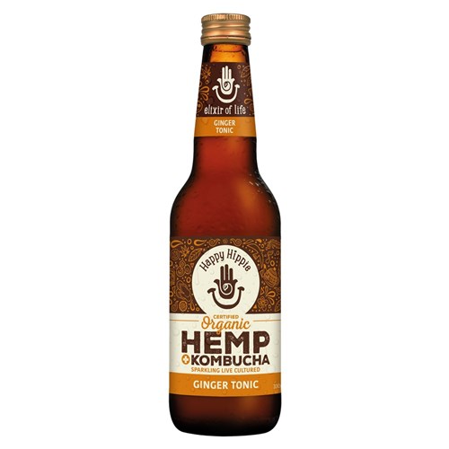 DRINK HEMP KOMBUCHA GINGER (12 X 330ML) # HHHKOMGIN330 HAPPY HIPPIE
