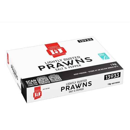 PRAWN TAIL ON SALT & PEPPER LIGHTLY DUSTED IMP (3 X 1KG) # 13933 I&J