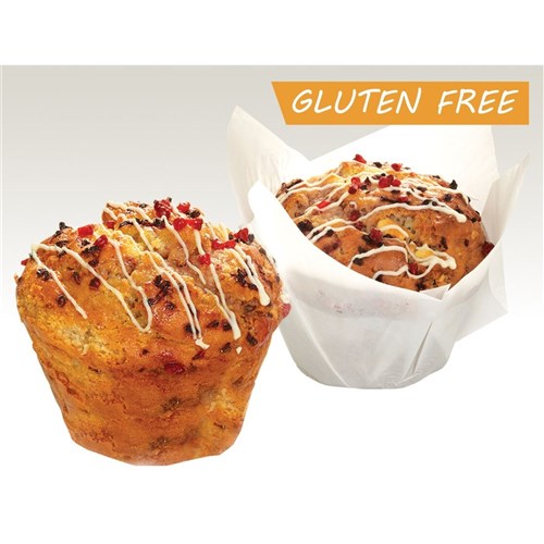 MUFFIN PC RASPBERRY WHITE CHOC GF  (12 X 140GM)(3) # IPMRWC KOOKA BROTHAS
