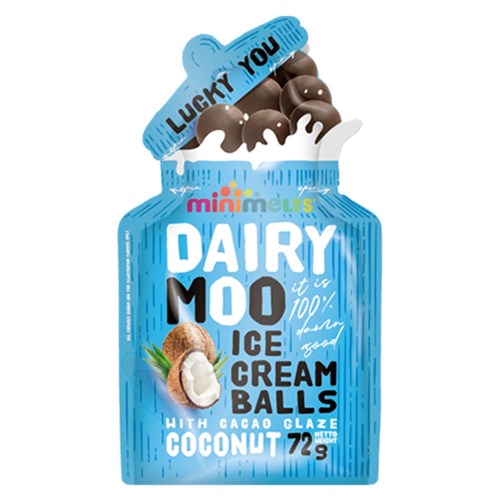 ICECREAM BIG COCONUT BALLS WITH CACAO GLAZE (10 X 72GM) # BIG10COC MINI MELTS