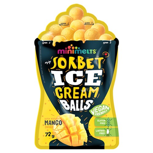 SORBET BIG MANGO BALLS (10 X 72GM) # BIG10MAN MINI MELTS