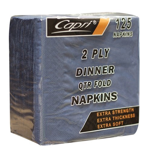 NAPKIN 2PLY DINNER DARK BLUE 1/4 FOLD (8 X 125S) # C-ND0163 CAPRI