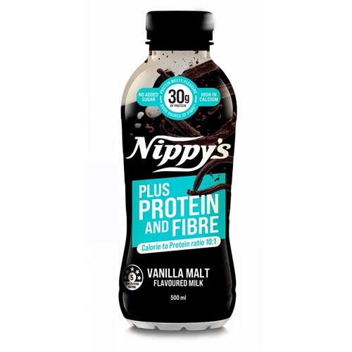 MILK VANILLA MALT PLUS PROTEIN & FIBRE (12 X 500ML) # VMPLUS500B NIPPYS