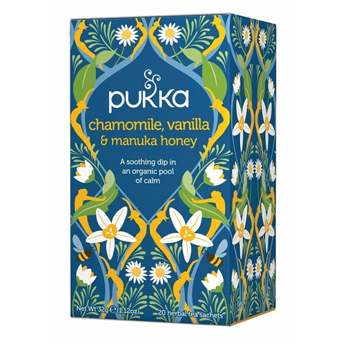 TEA BAG CHAMOMILE VANILLA MANUKA (4 X 20 X 1.6GM) # 111042417 PUKKA