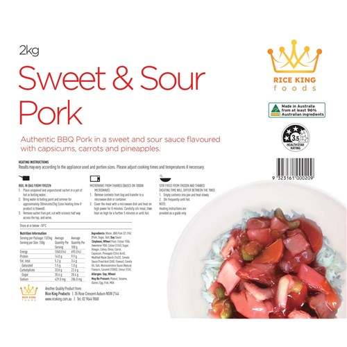 PORK SWEET & SOUR BOIL BAGS 2KG(6) # A - SSP02 RICE KING