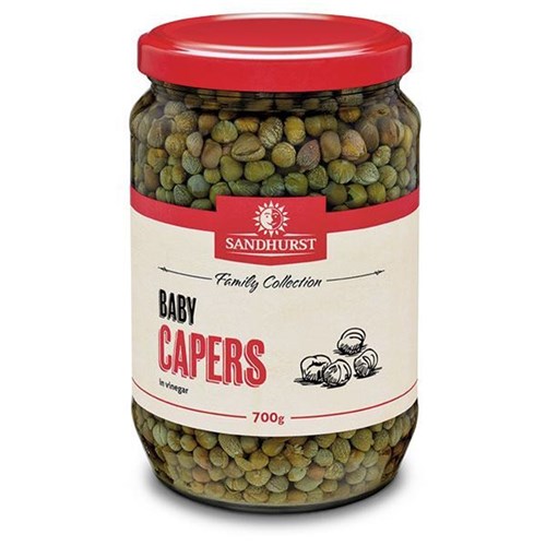 CAPERS BABY IN VINEGAR 700GM (6) # BCAP700 SANDHURST