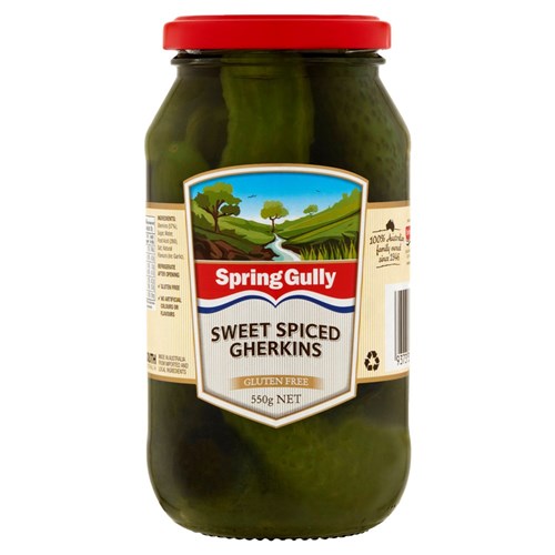 GHERKINS WHOLE 550GM(6) # FGR060 SPRING GULLY