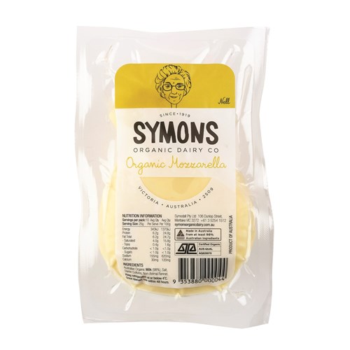 MOZZARELLAI ORGANIC 250GM (12) # SOD016 SYMONS