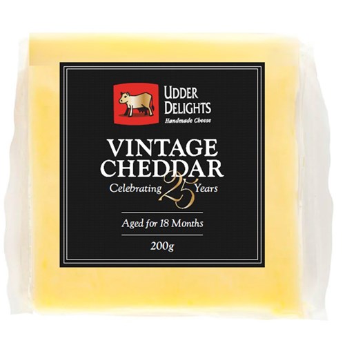 CHEESE CHEDDAR VINTAGE (8 X 200GM) # UDVC200g x 8 UDDER DELIGHTS