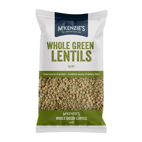 LENTILS GREEN WHOLE 1KG(5) #W002560 MCKENZIES